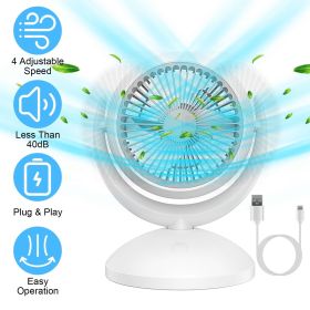 Air Circulator Desk Fan Portable Desktop Rechargeable Oscillating Fan with 4 Speeds 360 Degree Tilt Head Automatic Rotation Quiet 40dB Table Fan