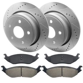 Rear Drill Slot Brake Rotors And Ceramic Pads For Aspen Dodge Durango Ram 1500