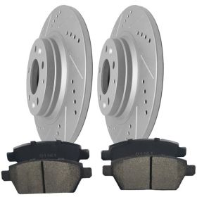 REAR Drilled Brake Rotors Brake Pads for 2006-11 Ford Fusion MKZ Mazda 6 Milan