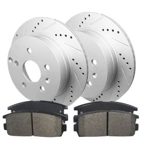 REAR Drilled Disc Rotors Brake Pads for 2010 - 2017 Chevy Equinox GMC Terrain