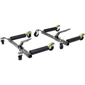 Set of (2) Wheel Dolly Car Skates Vehicle Positioning Hydraulic Tire Jack Ratcheting Foot Pedal Lift Hydraulic Car Wheel Dolly, 1,250lbs