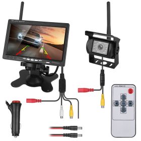Wireless Backup Camera System Vehicle Rear View Monitor Kit IP67 Waterproof Car Parking Reverse System with 7In Screen Night Vision 2.4G Stable S