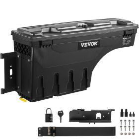 VEVOR Truck Bed Storage Box, Lockable Lid, Waterproof ABS Wheel Well Tool Box 6.6 Gal/20 L with Password Padlock, Compatible with Tundra 2007-202