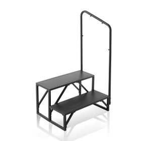 VEVOR RV Steps, 2-Step RV Stairs, 440 LBS Load Capacity, Thickened Carbon Steel, With Handrail, Non-Slip Steps for Safe Entry and Exit, Suit for