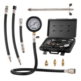 VEVOR Compression Tester Adapter Kit, 9 Pcs Automotive Engine Cylinder Leak Down Compression Test, Accurate Dual Scale Pressure Gauge 0-300 psi