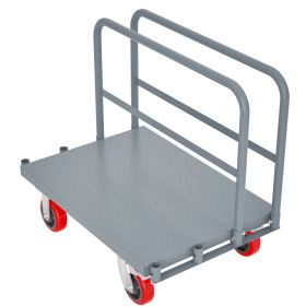 Steel Panel Truck, Heavy Duty Drywall Cart Lumber Cart Platform Truck Flat Cart, 2000lbs, 6" Swivel Brake Casters