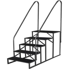 5 Step Ladder with Handrail, Swimming Pool Ladder Above Ground, 660 lb Load Capacity RV Steps with Anti-Slip Panel