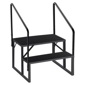 2 Step Ladder with Handrail, Swimming Pool Ladder Above Ground, 660 lb Load Capacity RV Steps with Anti-Slip Panel