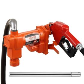 VEVOR Fuel Transfer Pump, 12V DC 16 GPM 1/4 HP, Gasoline Extractor Pump with Automatic Nozzle, Discharge Hose & Suction Pipe for Gasoline, Diesel