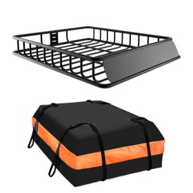 51"x36"x5" Roof Rack,Heavy Duty Rooftop Cargo Carrier,Roof Basket with Waterproof Bag,Elastic Net with Attachment Hooks,Ratchet Strap