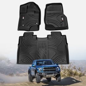 3PCS TPE All Weather Floor Mats Fit for Ford F150 2015-2025 (without fold flat storage) Waterproof Floor Liner for F150 Accessories 1st Floor Mat