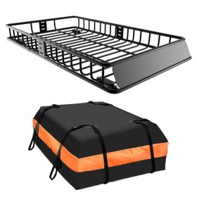 64"x39"x6" Roof Rack,Heavy Duty Rooftop Cargo Carrier,Roof Basket with Waterproof Bag,Elastic Net with Attachment Hooks,Ratchet Strap