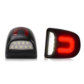 2X LED License Plate Light Red DRL Tube Lamp For Silverado GMC Sierra 1500 2500 (Color: Black)