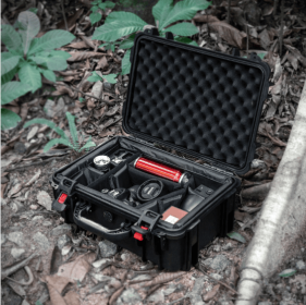 Waterproof Hard Case With Lid Storage Box And Dividers - Black Plastic Precision Instrument Case (Color: Black)