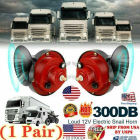 2PCS 12V 300DB Super Horn Snail Waterproof  Horn For Motorcycle Truck SUV Boat (Color: Black)