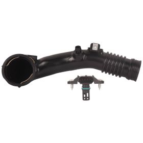 Fits BMW 535i 640i 740i X5 X6 3.0L Air Turbocharger Pipe Hose Rear Duct W Sensor (Color: Black)