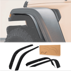 Front  Rear Fender Flares Compatible With 2018-2023 Wrangler JL  JLU Unlimited Sahara, Off-Road Wheel Flares Liner 4 PCS (Color: Black)