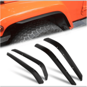 Front Rear Fender Flares Compatible With 2007-2018  Wrangler JK JKU, Off-Road Wheel Flares Liner 4 PCS (Color: Black)