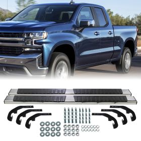 For 19-24 Chevy Silverado 1500 Double Cab 6 Running Boards Bars Side Steps (Color: Silver)