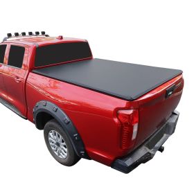 FOR 07-18 CHEVY SILVERADO GMC SIERRA 5.8FT BED SOFT ROLL-UP TONNEAU COVER (Color: Black)