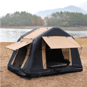 Foldable 2-3 People Amphibious Inflatable Car Roof Top Tent For Camping Outdoor Glamping Camping Tent For SUV,Truck (Color: Khaki)