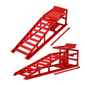 2 Pack Hydraulic Car Ramps 5T 11000lbs Low Profile Car Lift Service Ramps Truck Trailer Garage,Height Hydraulic Vehicle Ramps (Color: Red)