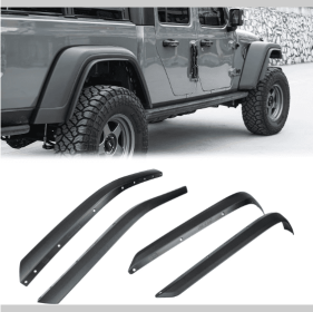 Front  Rear Fenders Compatible With 2020-2024 Wrangler Gladiator JT Mojave  Rubicon, Off-Road Wheel Fender Liner Set 4 Pcs (Color: Black)